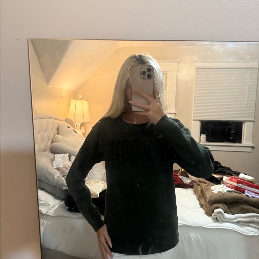 PINK Victoria's Secret Dark Green Sweatshirt